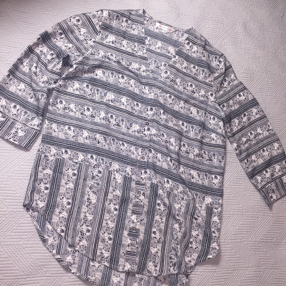 DownEast Tops - 3 for $25 Elephant Print Button Down